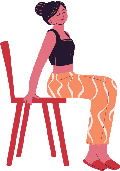 a woman sitting on the edge of a chair