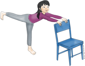 woman doing yoga with chair