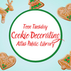 an image that says teen tuesday cookie decorating altus public library with christmas cookies in the background