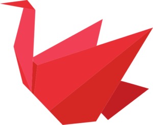 a red origami crane