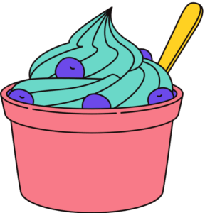 frozen yogurt with blueberries on top