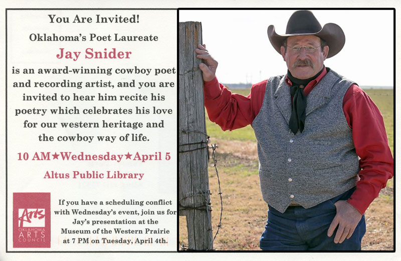 a flyer featuring a photo of jay snyder with a brief description of the event