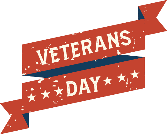 a banner with the words veterans day