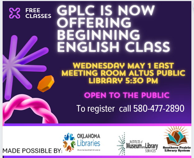flyer for gplc english class