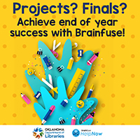 school supplies with the text projects finals achieve end of year success with brainfuse at the top