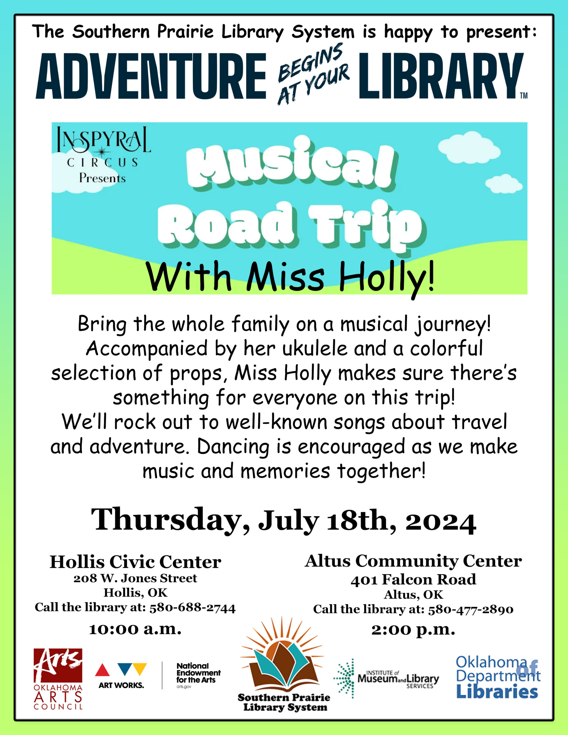 musical road trip summer reading program flyer