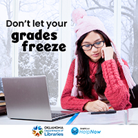 a student sitting in front of a laptop looking at a notebook with the text don't let your grades freeze at the top